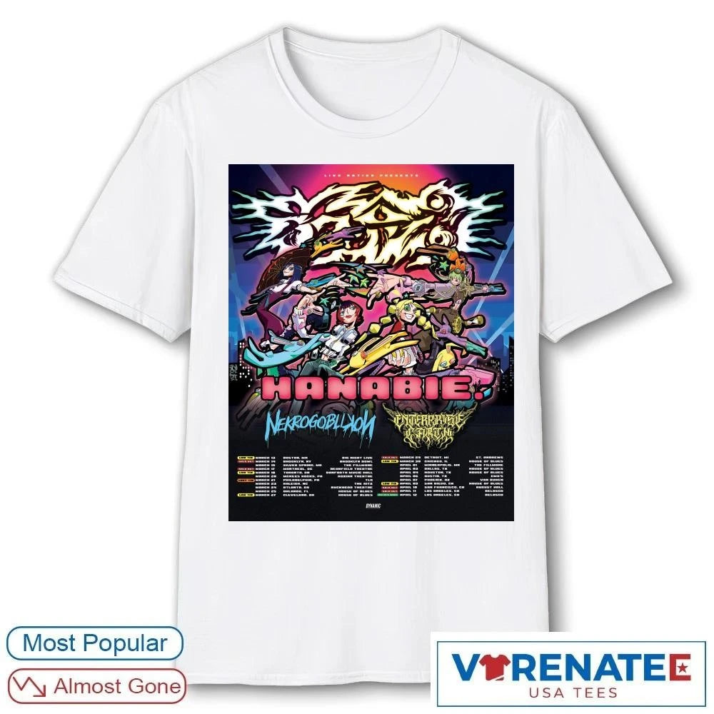 Official Hanabie North American Tour United States &amp; Canada March – April 2026 Poster T-shirt