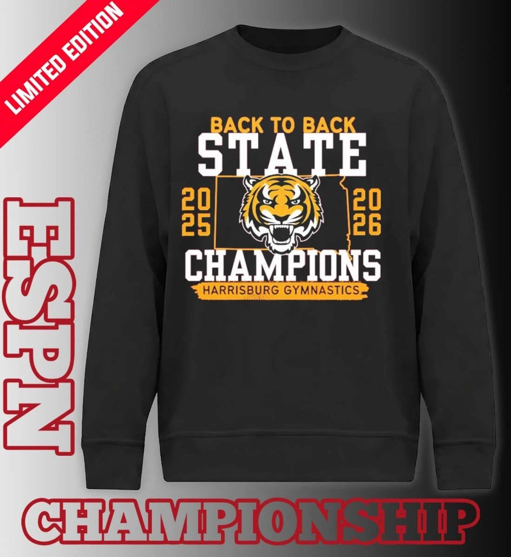 Official Harrisburg Gymnastics Back 2 Back State Champions Shirt