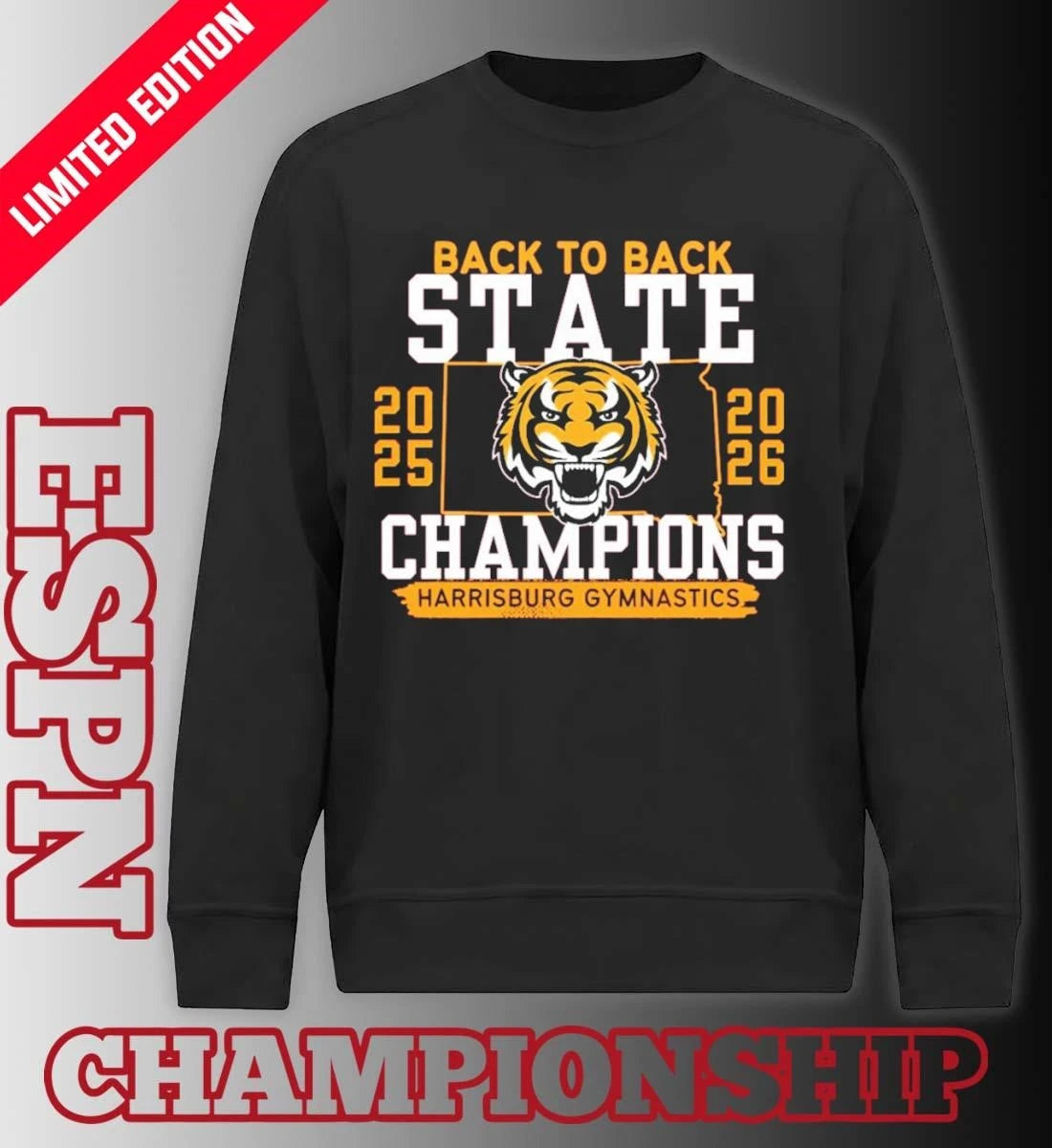 Official Harrisburg Gymnastics Back 2 Back State Champions Shirt