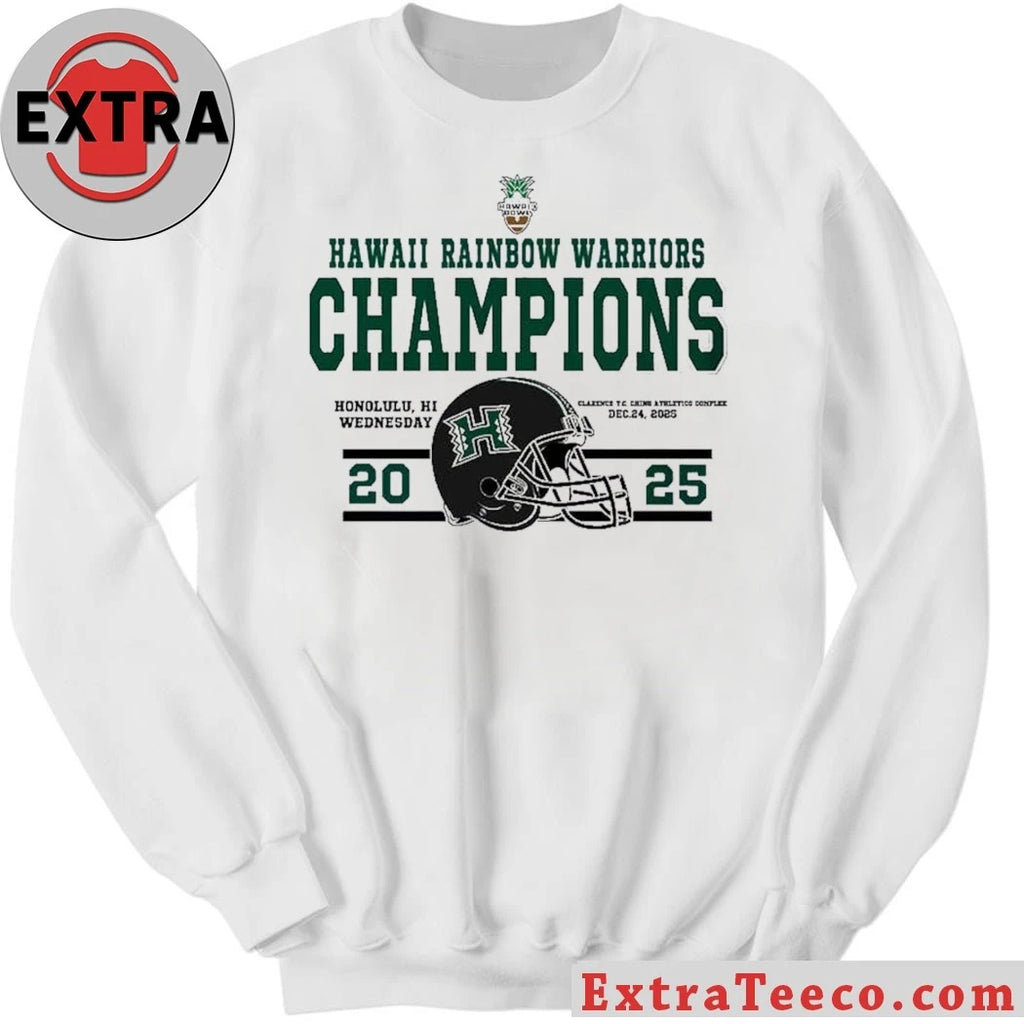 Official Hawaii Rainbow Warriors football team wins the 2025 Hawaii Bowl championship 35-31 on December 24, 2025, in Honolulu, Hawaii Helmet Shirt