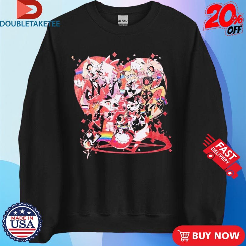 Official Hazbin Hotel Pride Month Heart Flag Group Shirts