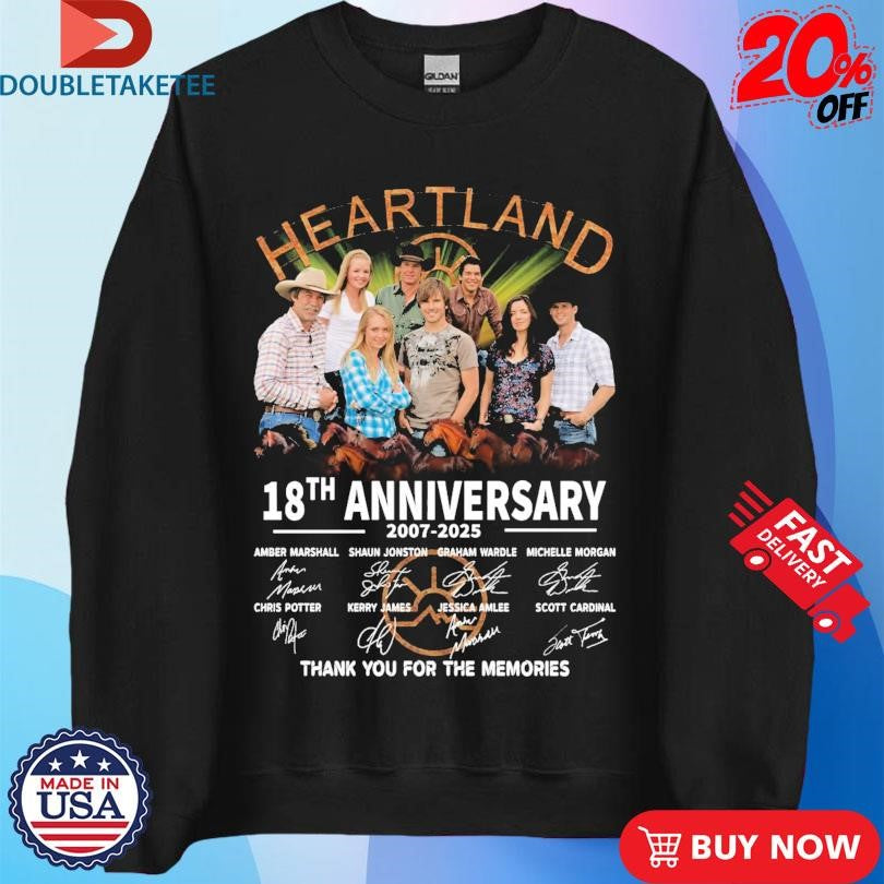 Official Heartland 18th Anniversary 2007-2025 Thank You For The Memories Signatures Shirts