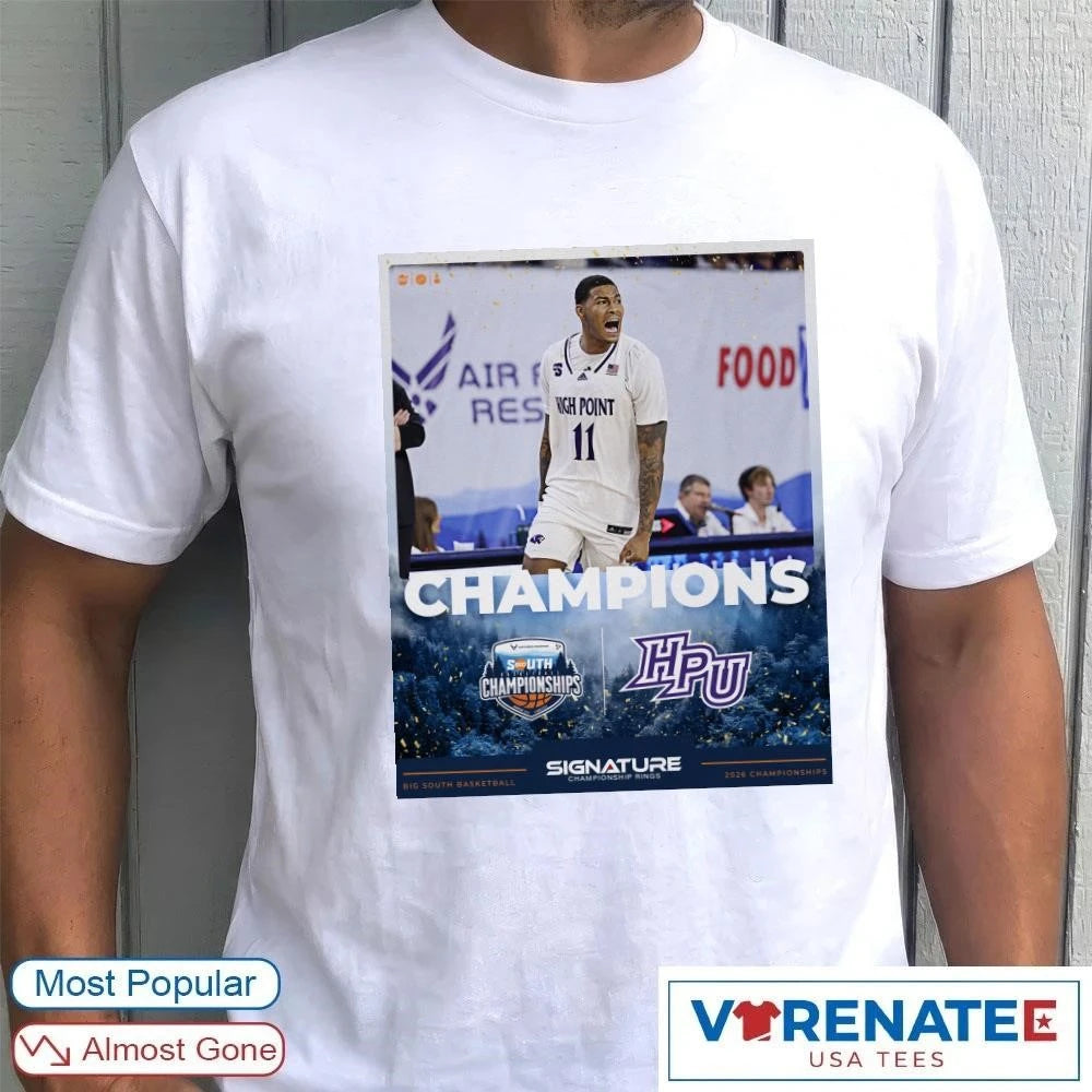 Official High Point Panthers 2026 Big South Basketball Conference Championship Poster T-Shirt