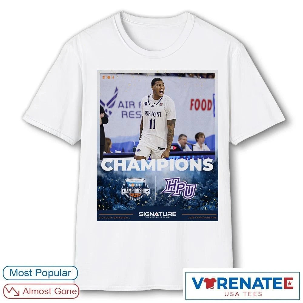 Official High Point Panthers 2026 Big South Basketball Conference Championship Poster T-Shirt