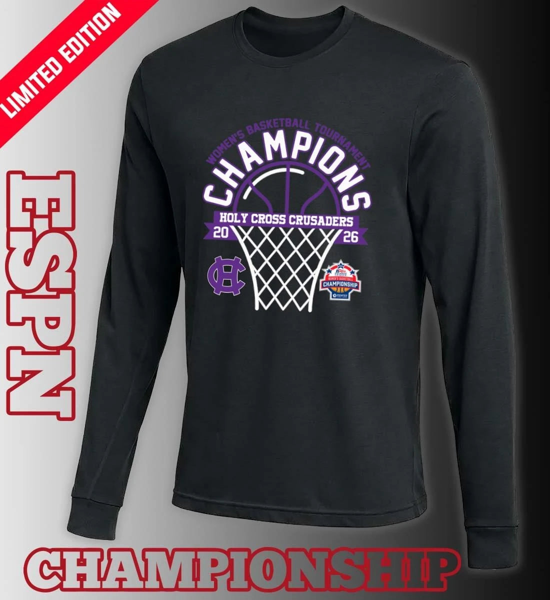 Official Holy Cross Crusaders 2026 Patriot League Women’s Basketball Tournament Champions Shirt