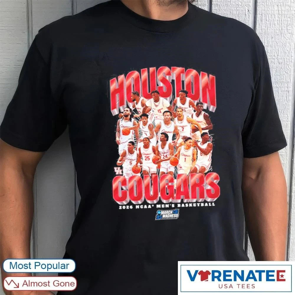 Official Houston Cougars 2026 NCAA March Madness Sweet 16 Men’s Basketball Team Collage T-Shirt