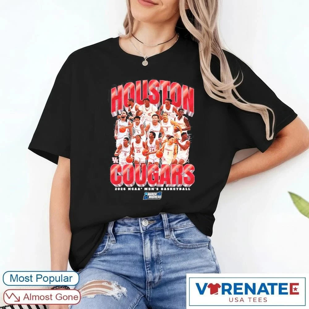 Official Houston Cougars 2026 NCAA March Madness Sweet 16 Men’s Basketball Team Collage T-Shirt