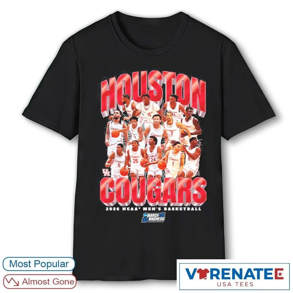 Official Houston Cougars 2026 NCAA March Madness Sweet 16 Men’s Basketball Team Collage T-Shirt