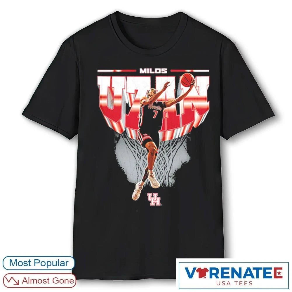Official Houston Cougars 2026 NCAA March Madness Sweet 16 Milos Uzan Men’s Basketball Team Collage T-Shirt