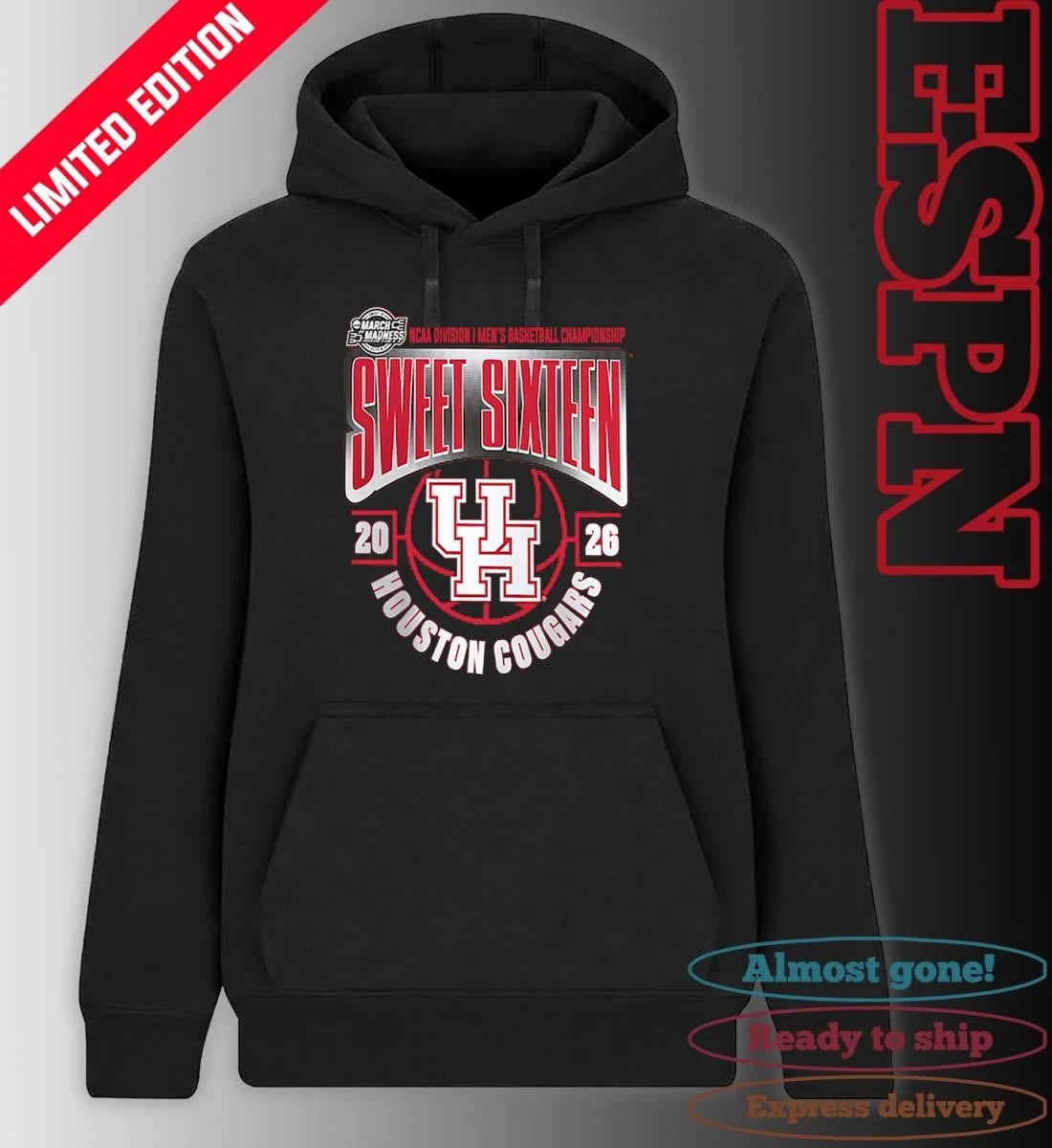 Official Houston Cougars Sweet 16 NCAA DI Men’s Basketball Tournament March Madness 2026 T-Shirt