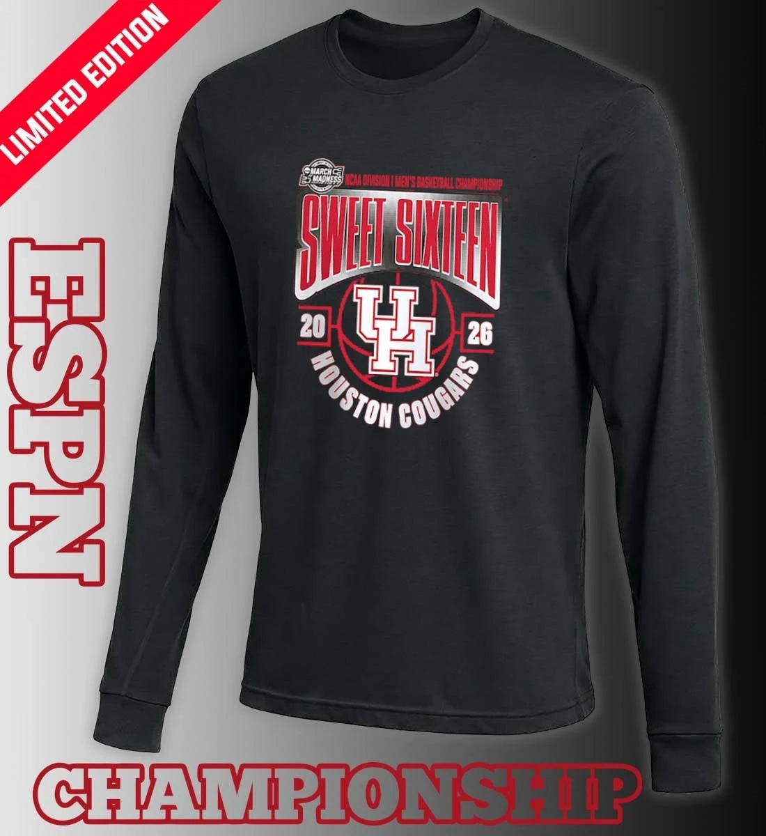 Official Houston Cougars Sweet 16 NCAA DI Men’s Basketball Tournament March Madness 2026 T-Shirt