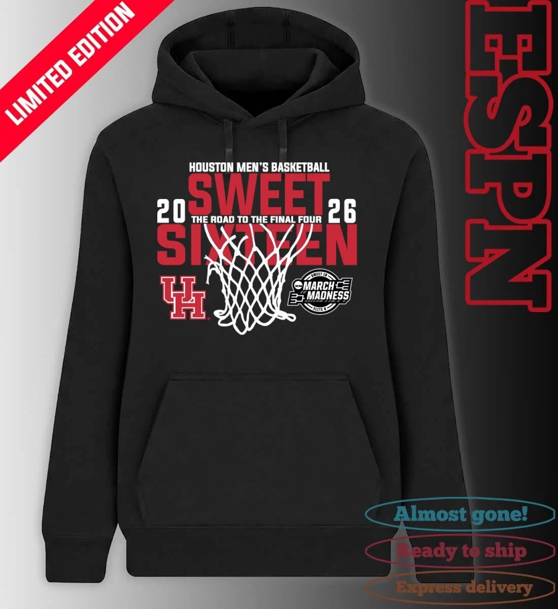 Official Houston Men’s Basketball 2026 Sweet Sixteen The Road To The Final Four Shirt
