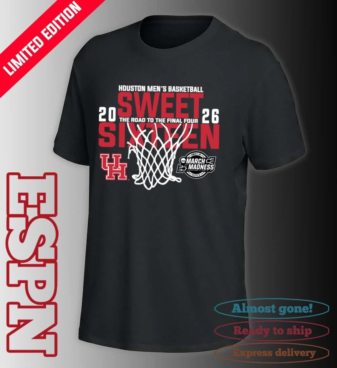 Official Houston Men’s Basketball 2026 Sweet Sixteen The Road To The Final Four Shirt