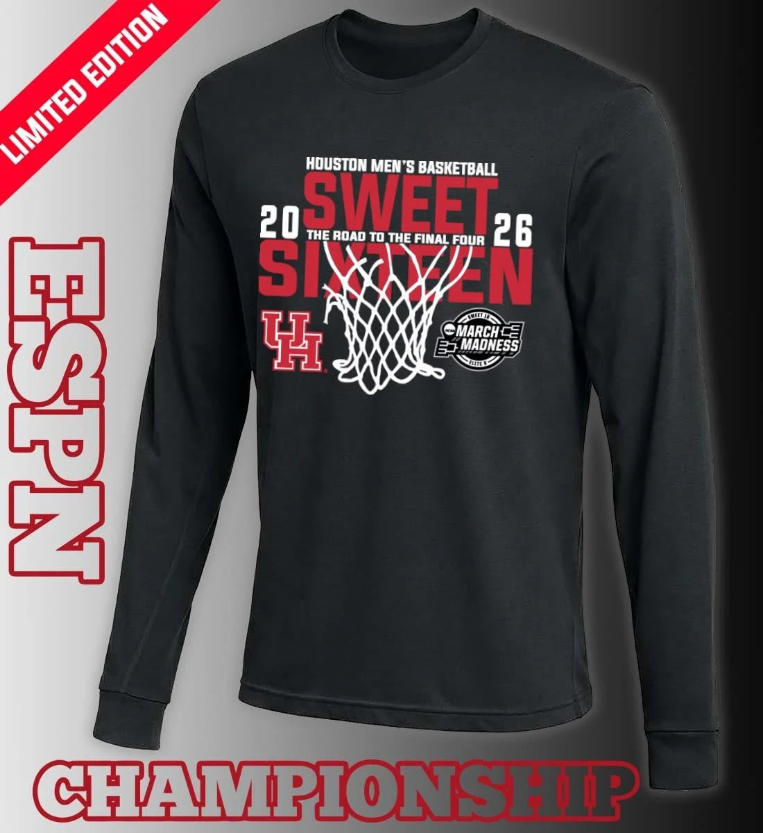 Official Houston Men’s Basketball 2026 Sweet Sixteen The Road To The Final Four Shirt