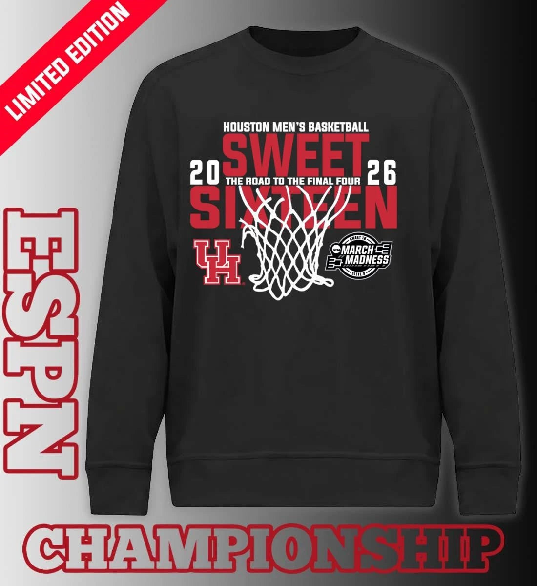 Official Houston Men’s Basketball 2026 Sweet Sixteen The Road To The Final Four Shirt