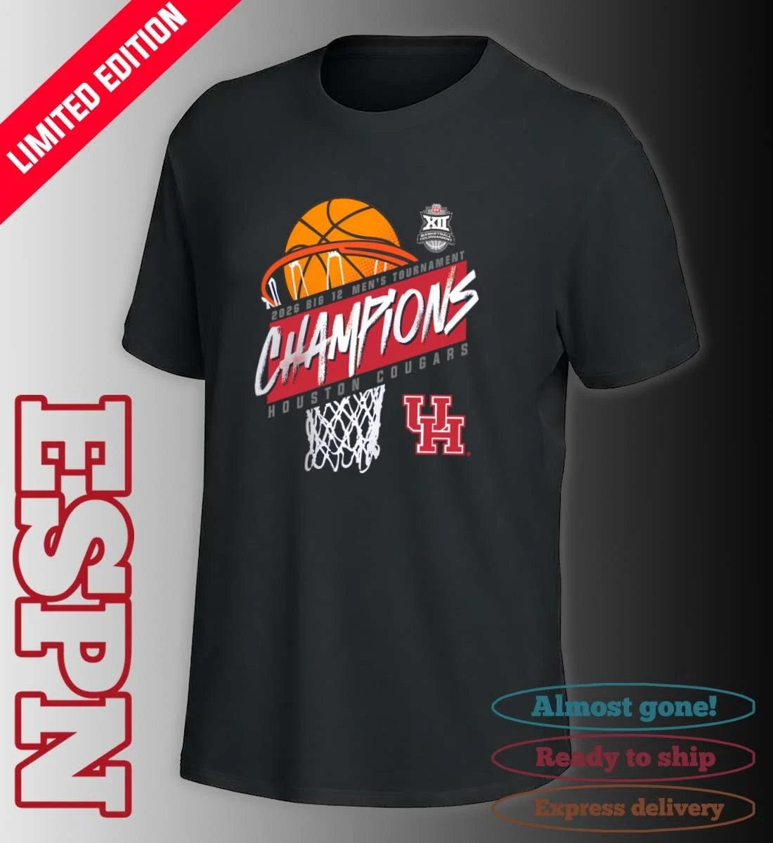 Official Houston Men’s Basketball Big 12 Conference Tournament Champions 2026 T-Shirt