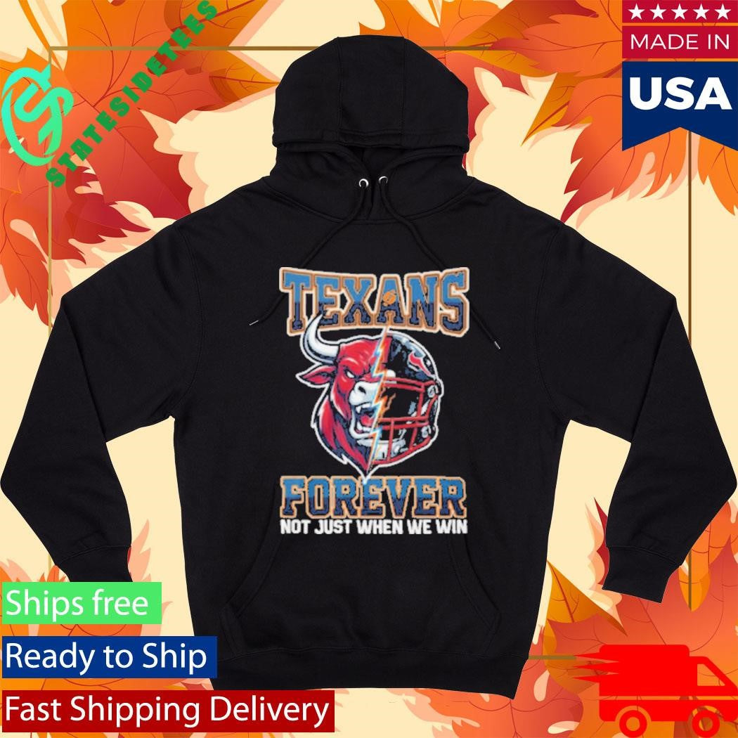 Official Houston Texans Forever Not Just When We Win Bull Mascot Split Helmet Shirt