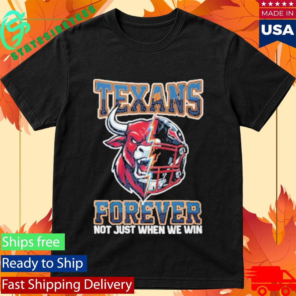 Official Houston Texans Forever Not Just When We Win Bull Mascot Split Helmet Shirt