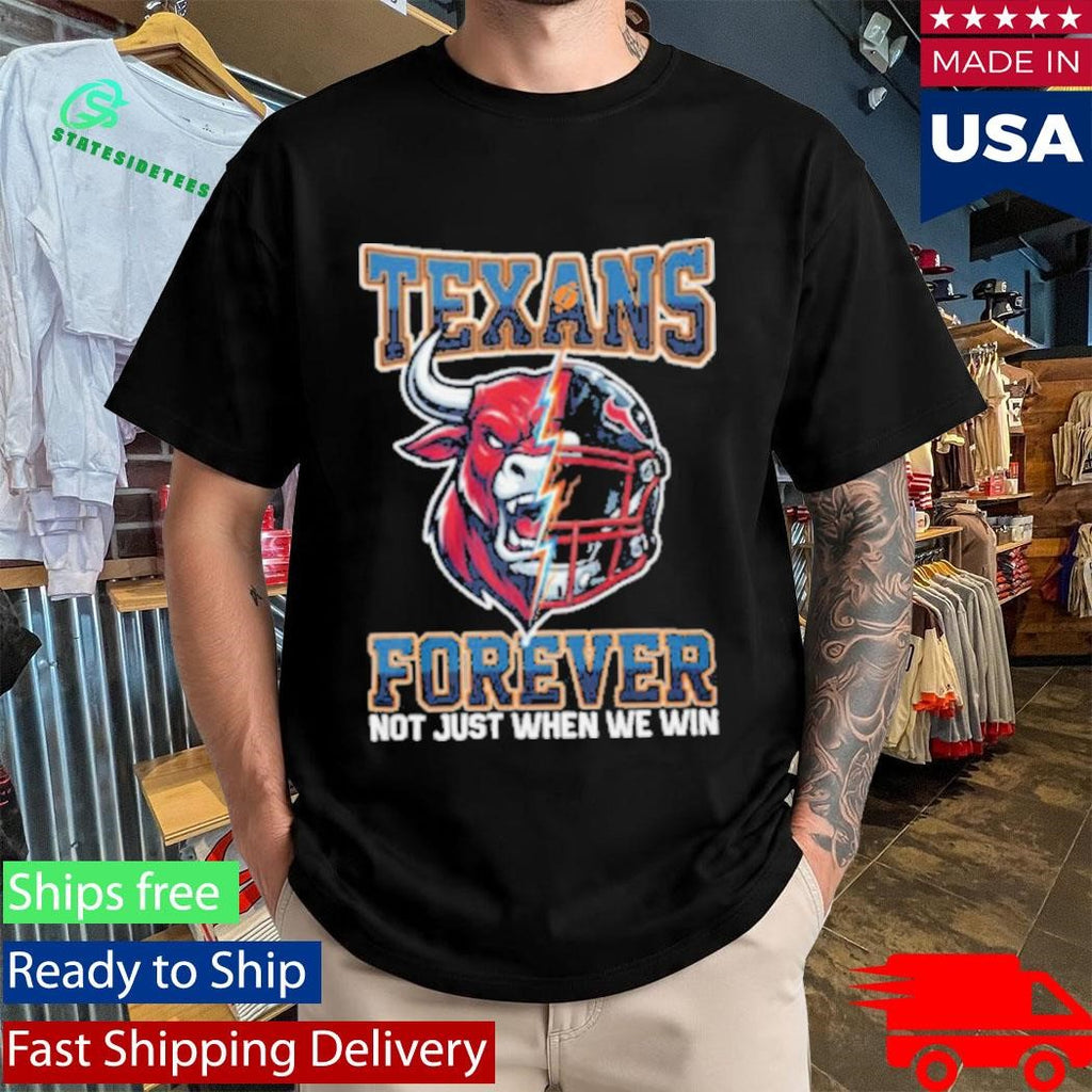 Official Houston Texans Forever Not Just When We Win Bull Mascot Split Helmet Shirt