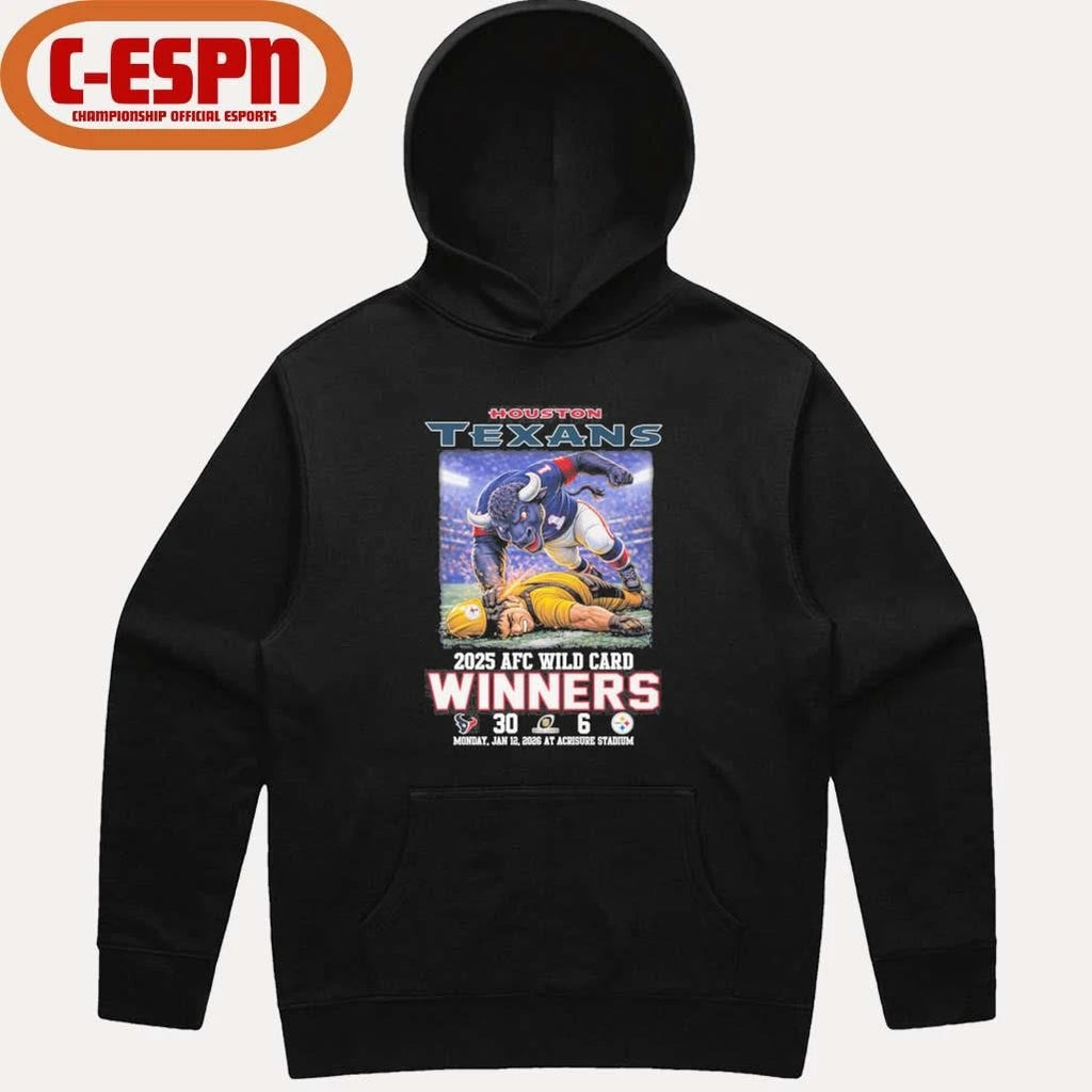 Official Houston Texas Mascot Beat Steelers 2026 AFC Wild Card Winners Score Shirt