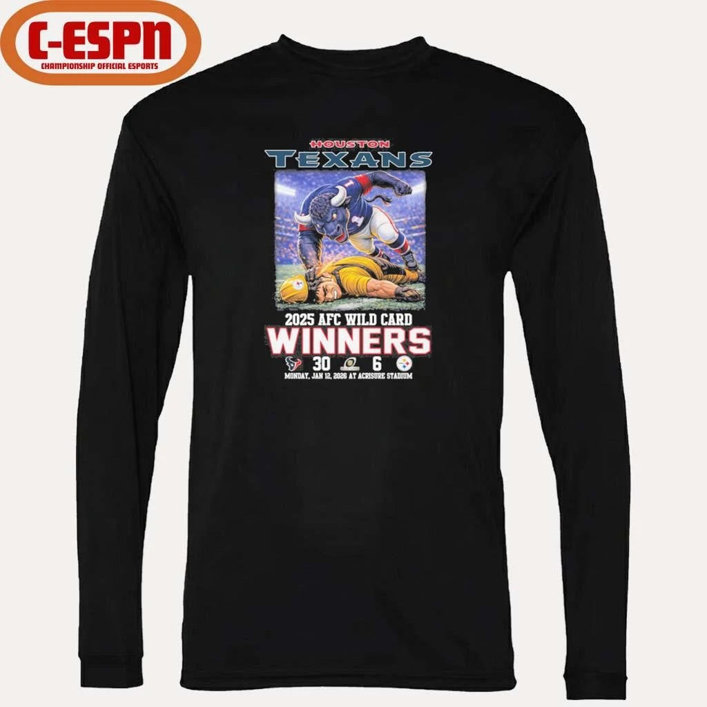 Official Houston Texas Mascot Beat Steelers 2026 AFC Wild Card Winners Score Shirt