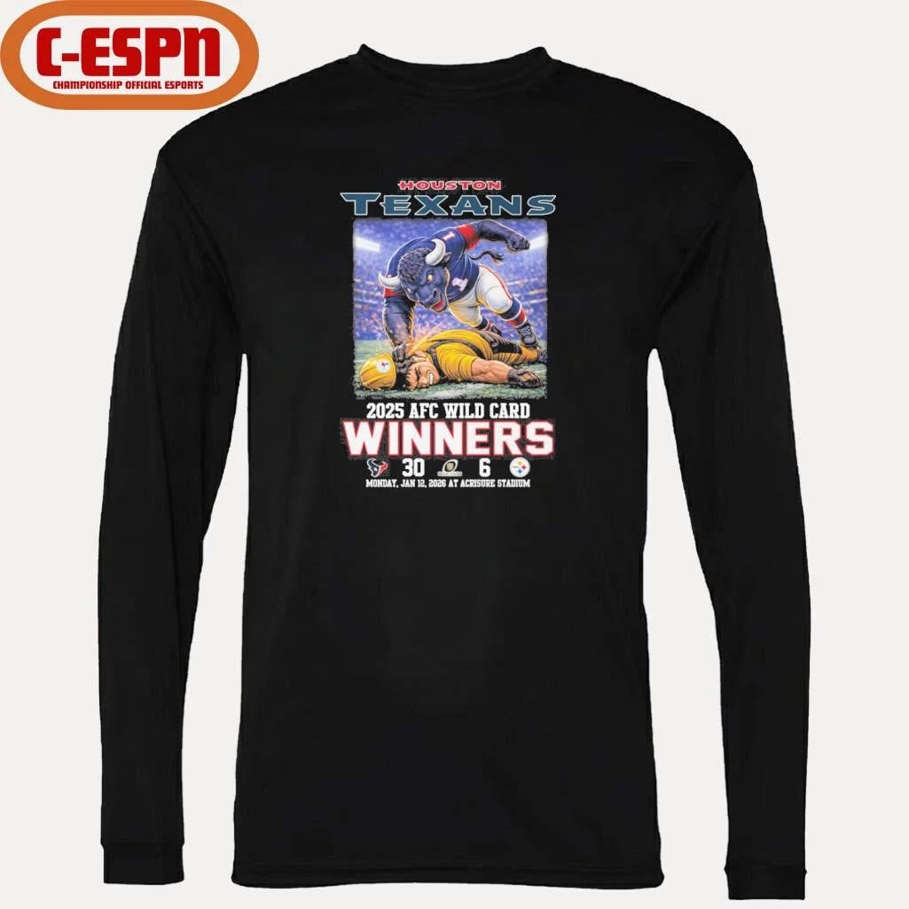 Official Houston Texas Mascot Beat Steelers 2026 AFC Wild Card Winners Score Shirt