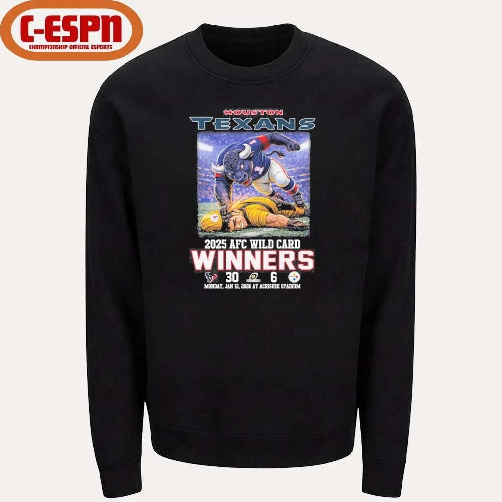 Official Houston Texas Mascot Beat Steelers 2026 AFC Wild Card Winners Score Shirt