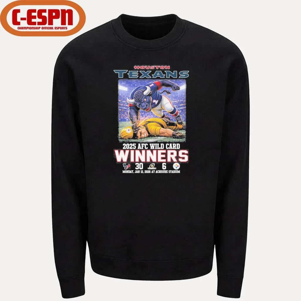 Official Houston Texas Mascot Beat Steelers 2026 AFC Wild Card Winners Score Shirt