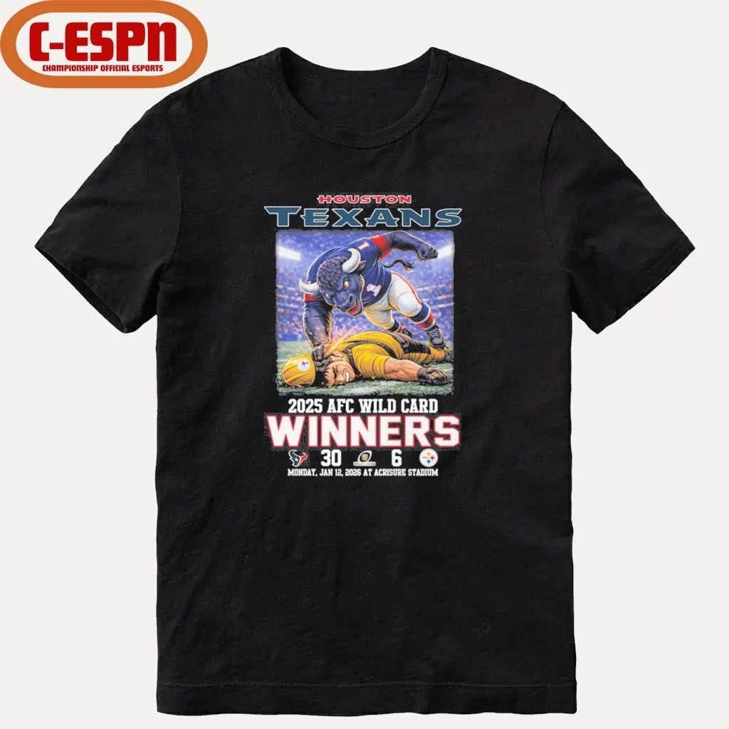 Official Houston Texas Mascot Beat Steelers 2026 AFC Wild Card Winners Score Shirt