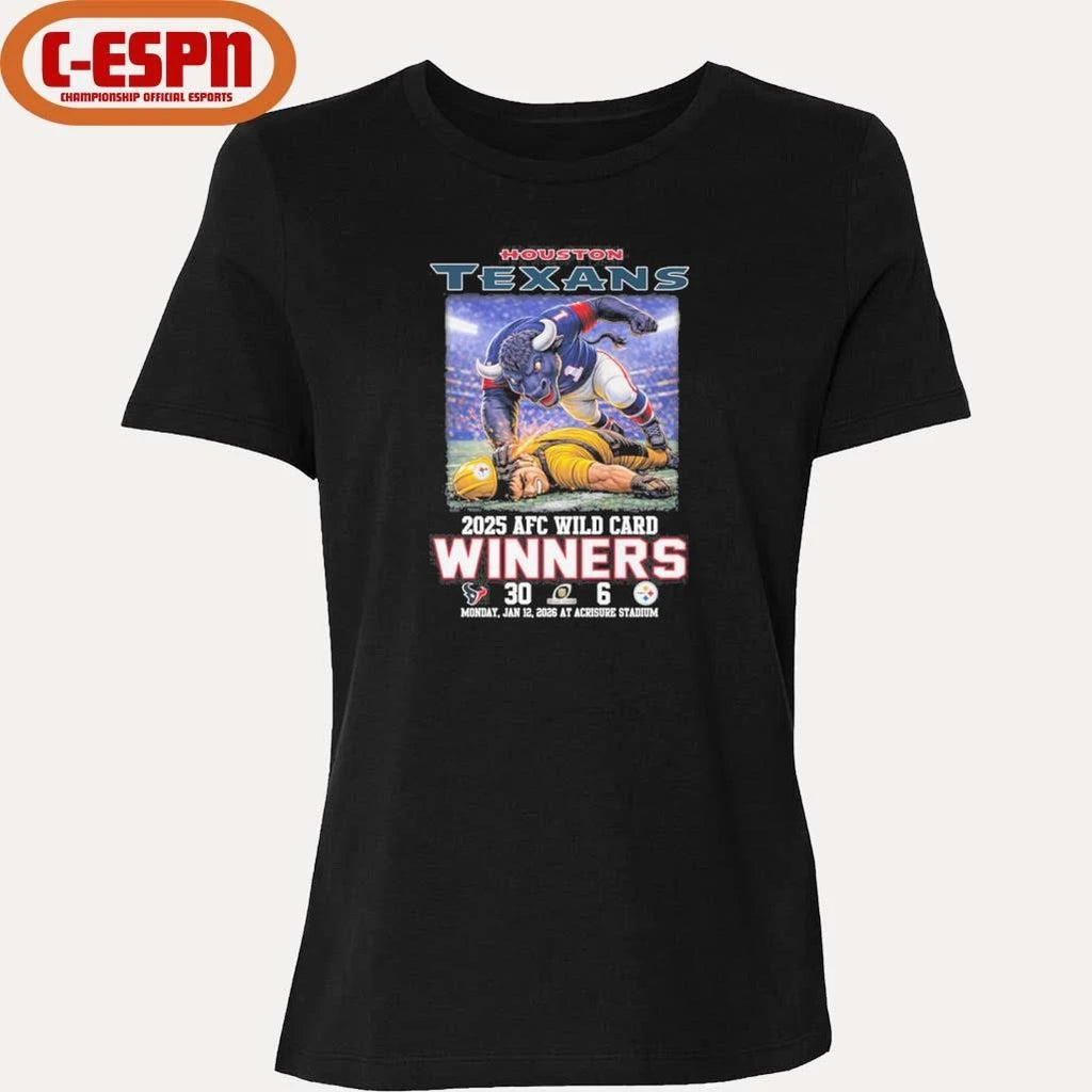 Official Houston Texas Mascot Beat Steelers 2026 AFC Wild Card Winners Score Shirt