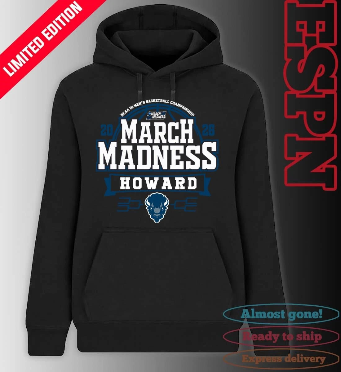 Official Howard Bisons 2026 NCAA Men’s Basketball March Madness Bound Shirt