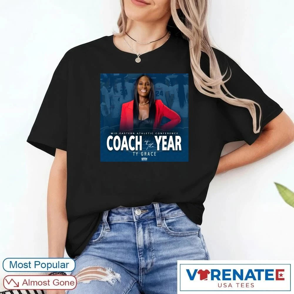 Official Howard Mid-eastern Athletic Conference Coach Year Ty Grace Signature T-Shirt