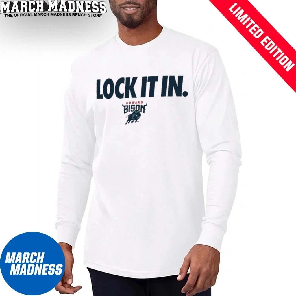 Official Howard University Basketball Lock It In Bench T-Shirt