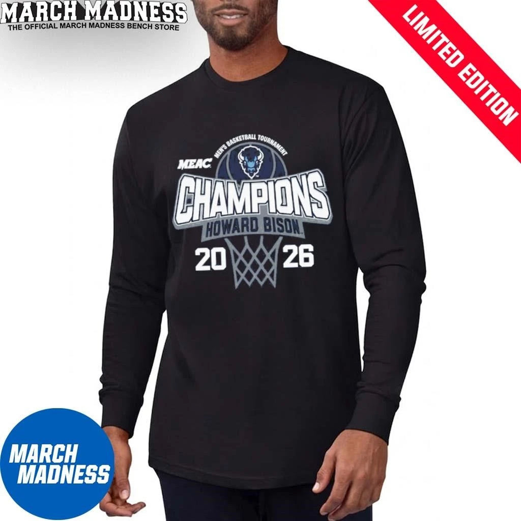 Official Howard University Men’s Basketball 2026 MEAC Tournament Champions T-Shirt