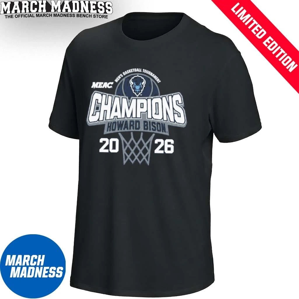 Official Howard University Men’s Basketball 2026 MEAC Tournament Champions T-Shirt