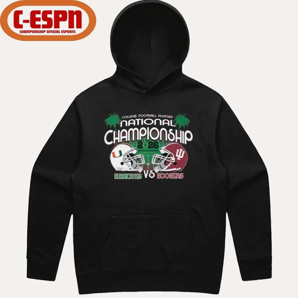 Official Hurricanes Vs Hoosiers 2026 CFP Championship Game Matchup T-Shirt