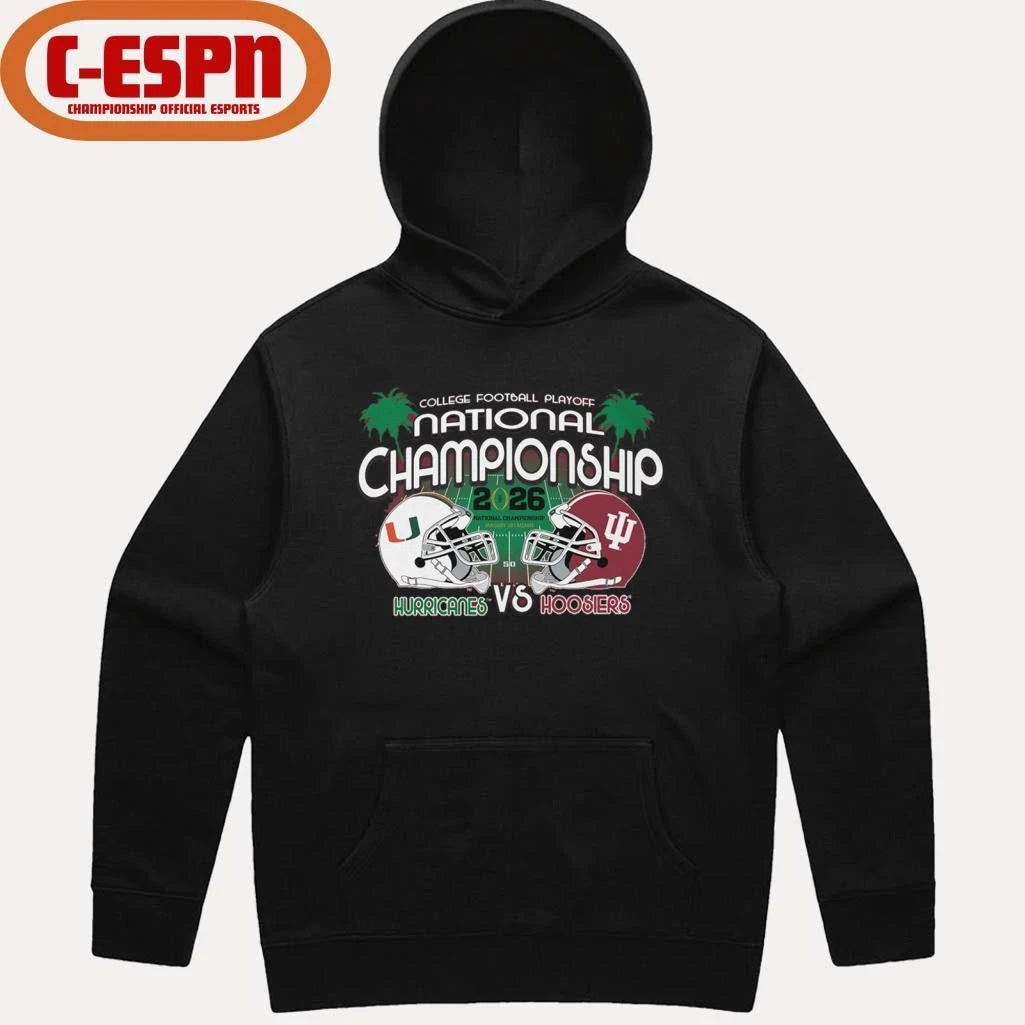 Official Hurricanes Vs Hoosiers 2026 CFP Championship Game Matchup T-Shirt