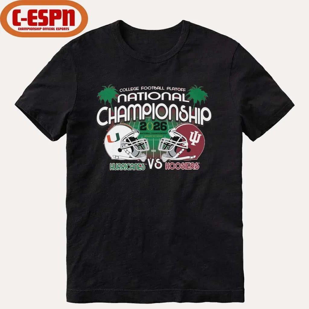 Official Hurricanes Vs Hoosiers 2026 CFP Championship Game Matchup T-Shirt