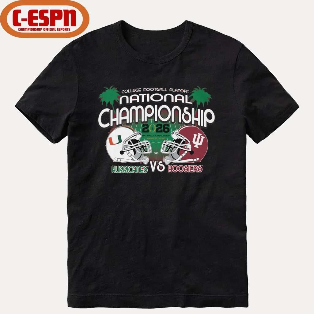Official Hurricanes Vs Hoosiers 2026 CFP Championship Game Matchup T-Shirt