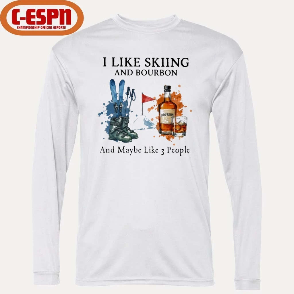 Official I Like Skiing And Bourbon And Maybe Like 3 People Shirt