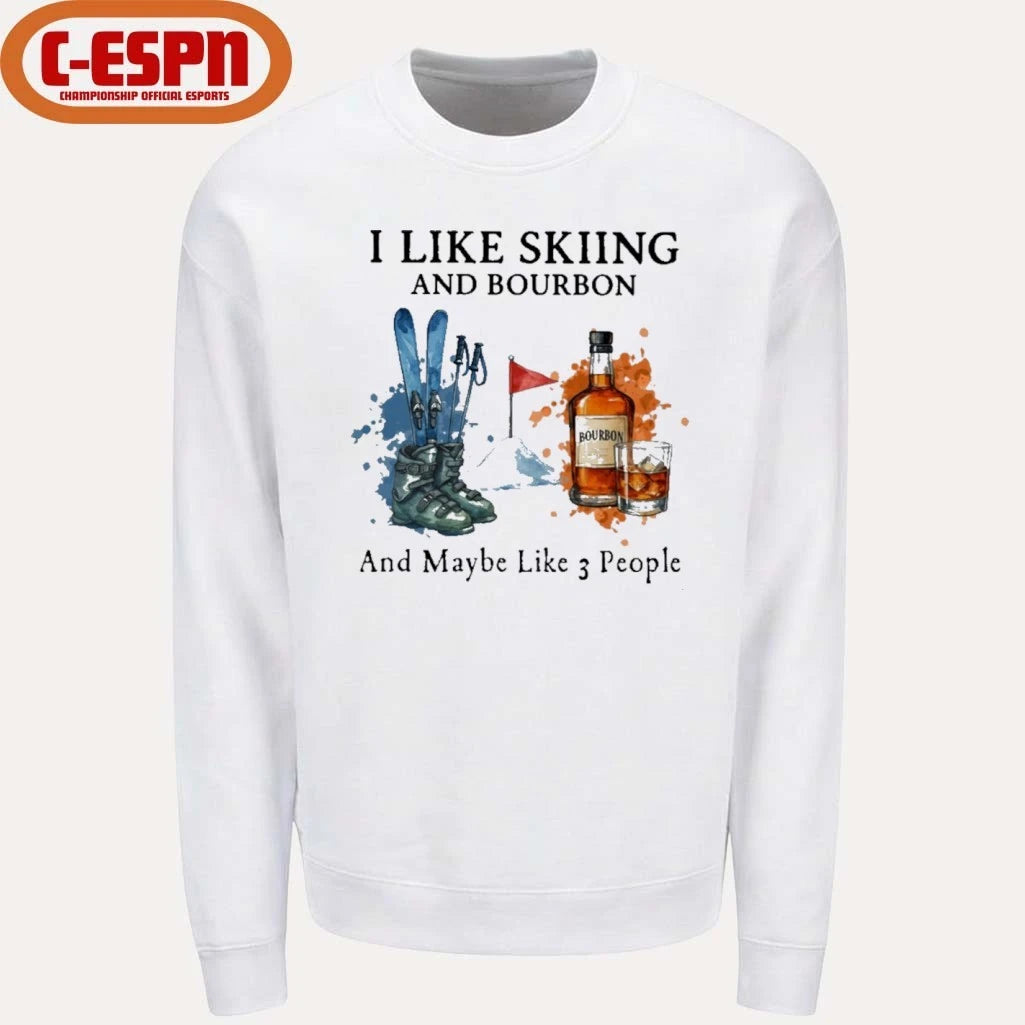 Official I Like Skiing And Bourbon And Maybe Like 3 People Shirt