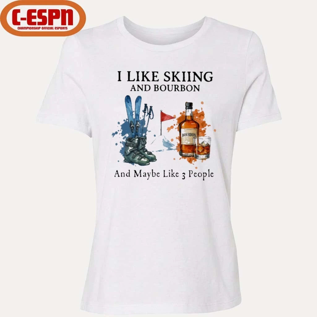 Official I Like Skiing And Bourbon And Maybe Like 3 People Shirt
