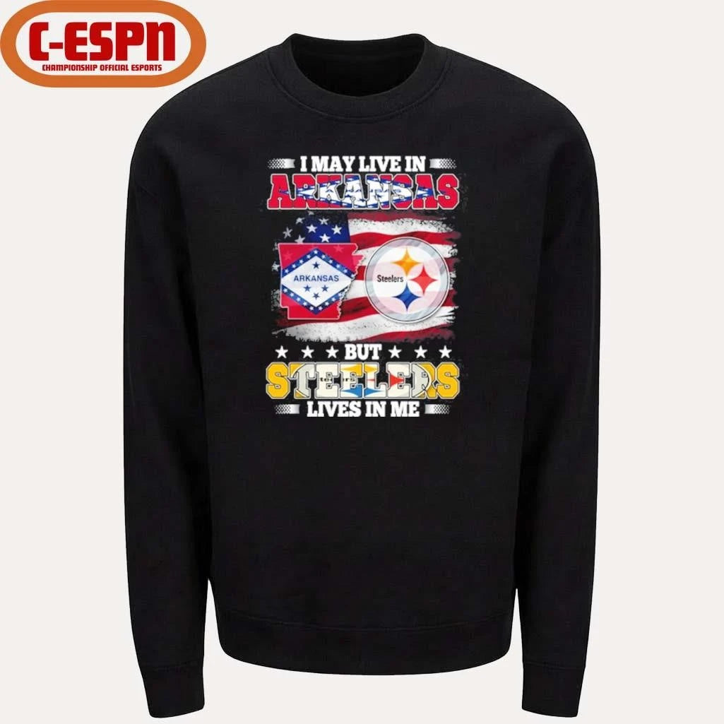 Official I May Live In Arkansas But Steelers Lives In Me Shirt