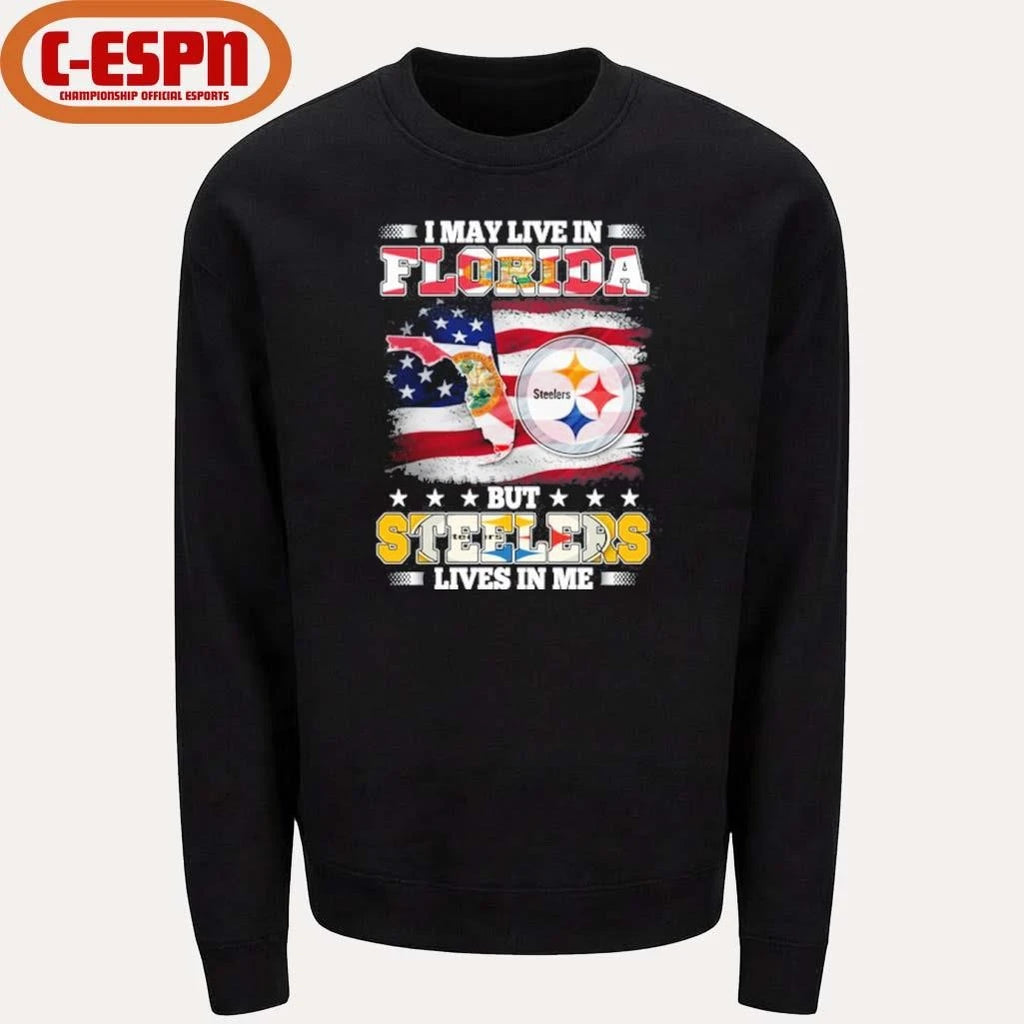 Official I May Live In Florida But Steelers Lives In Me Shirt