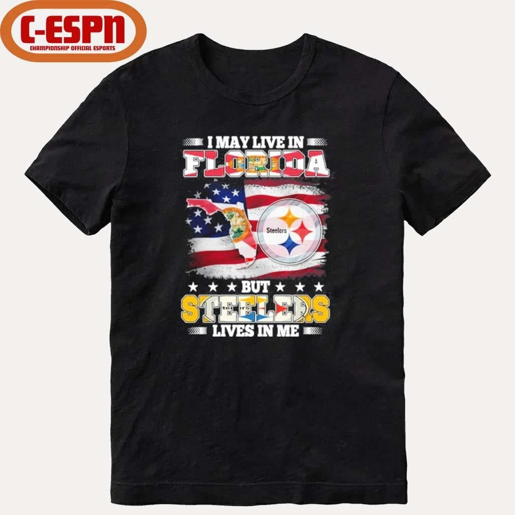 Official I May Live In Florida But Steelers Lives In Me Shirt