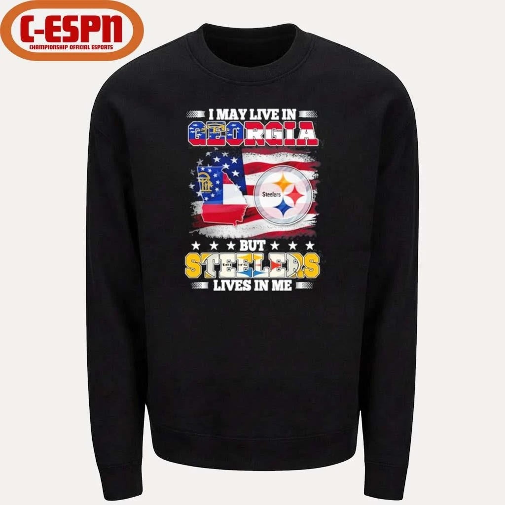 Official I May Live In Georgia But Steelers Lives In Me Shirt