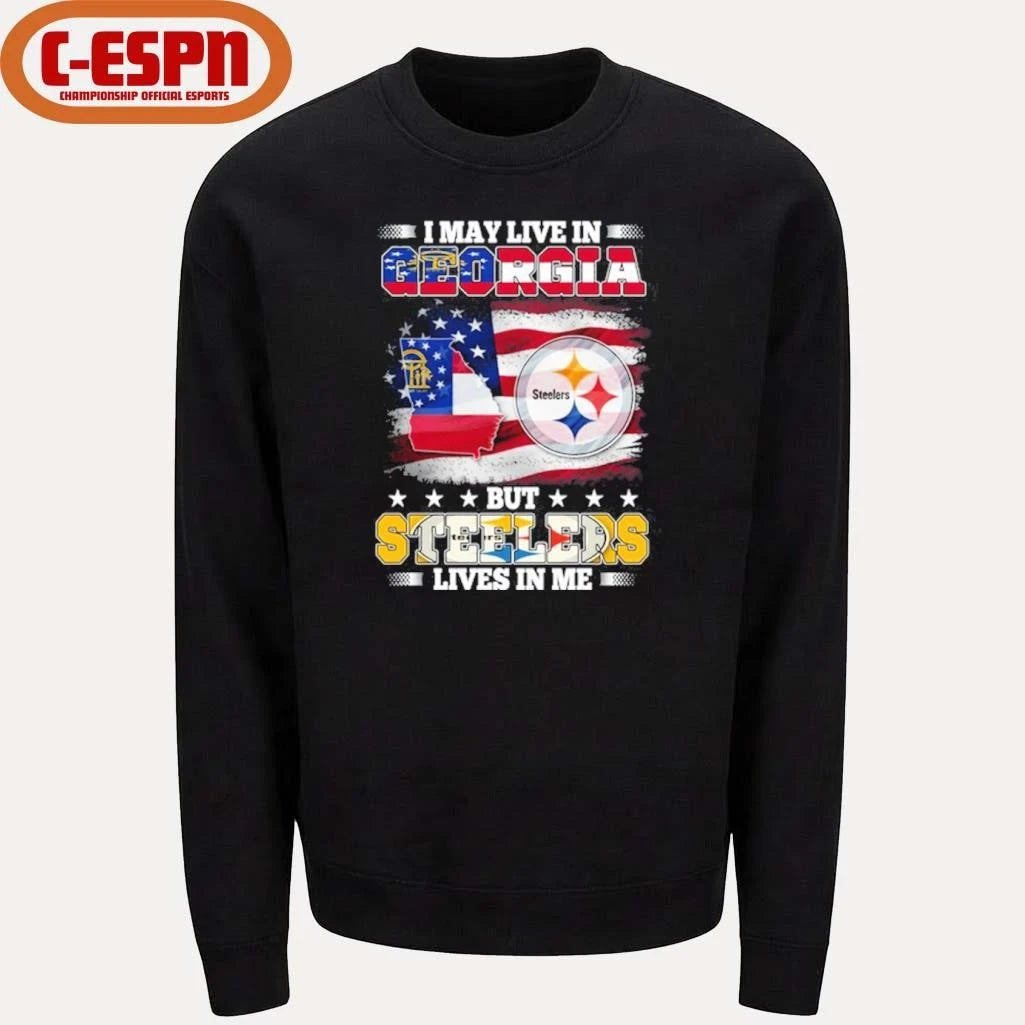 Official I May Live In Georgia But Steelers Lives In Me Shirt