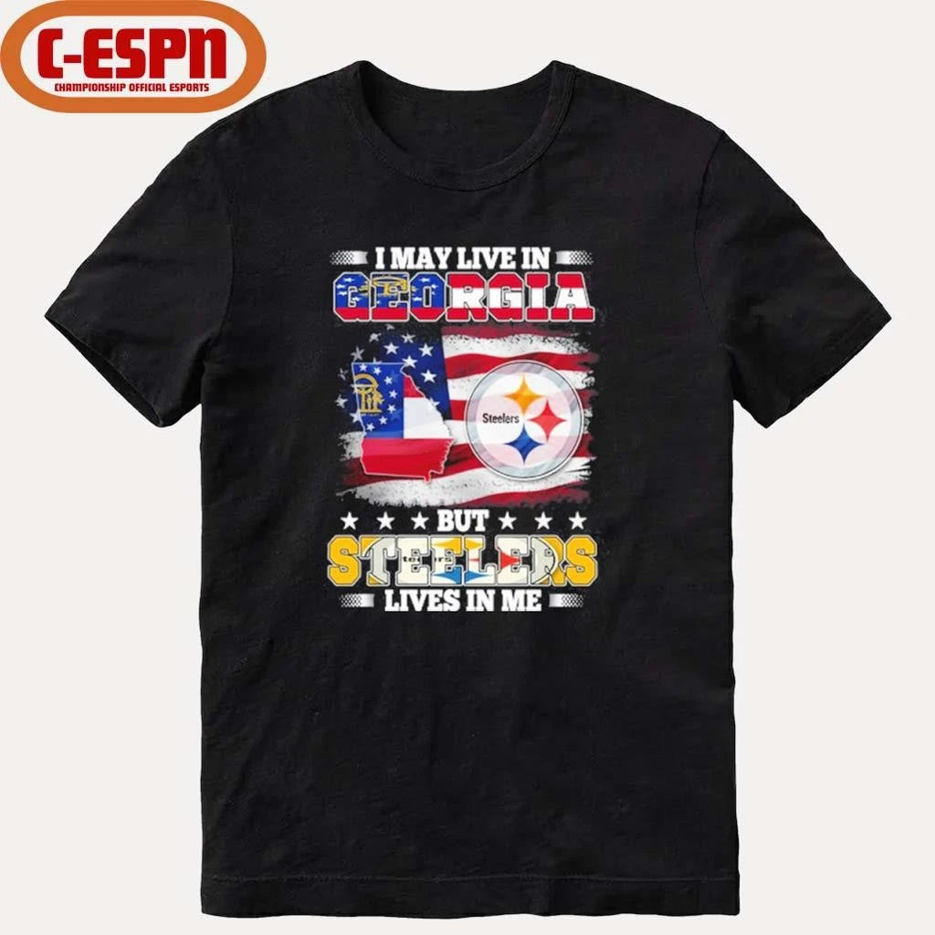 Official I May Live In Georgia But Steelers Lives In Me Shirt