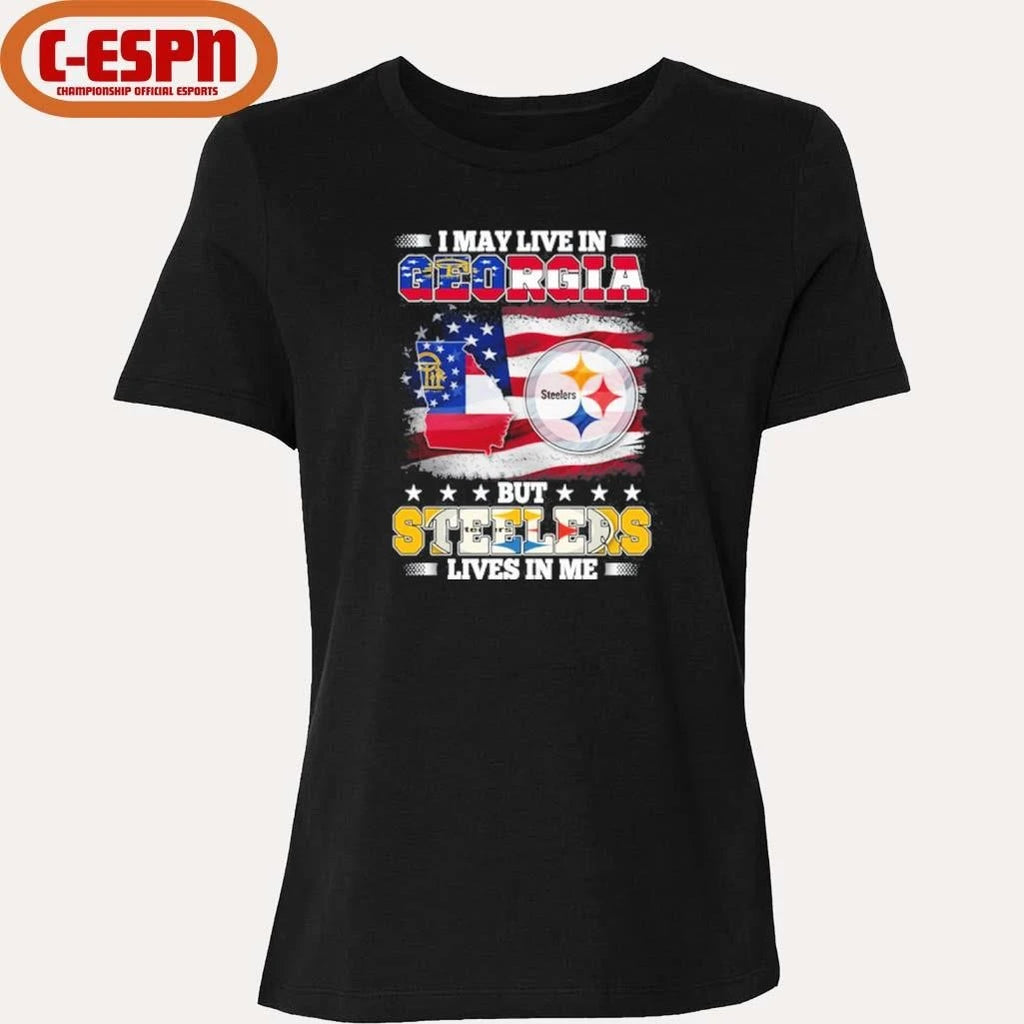 Official I May Live In Georgia But Steelers Lives In Me Shirt