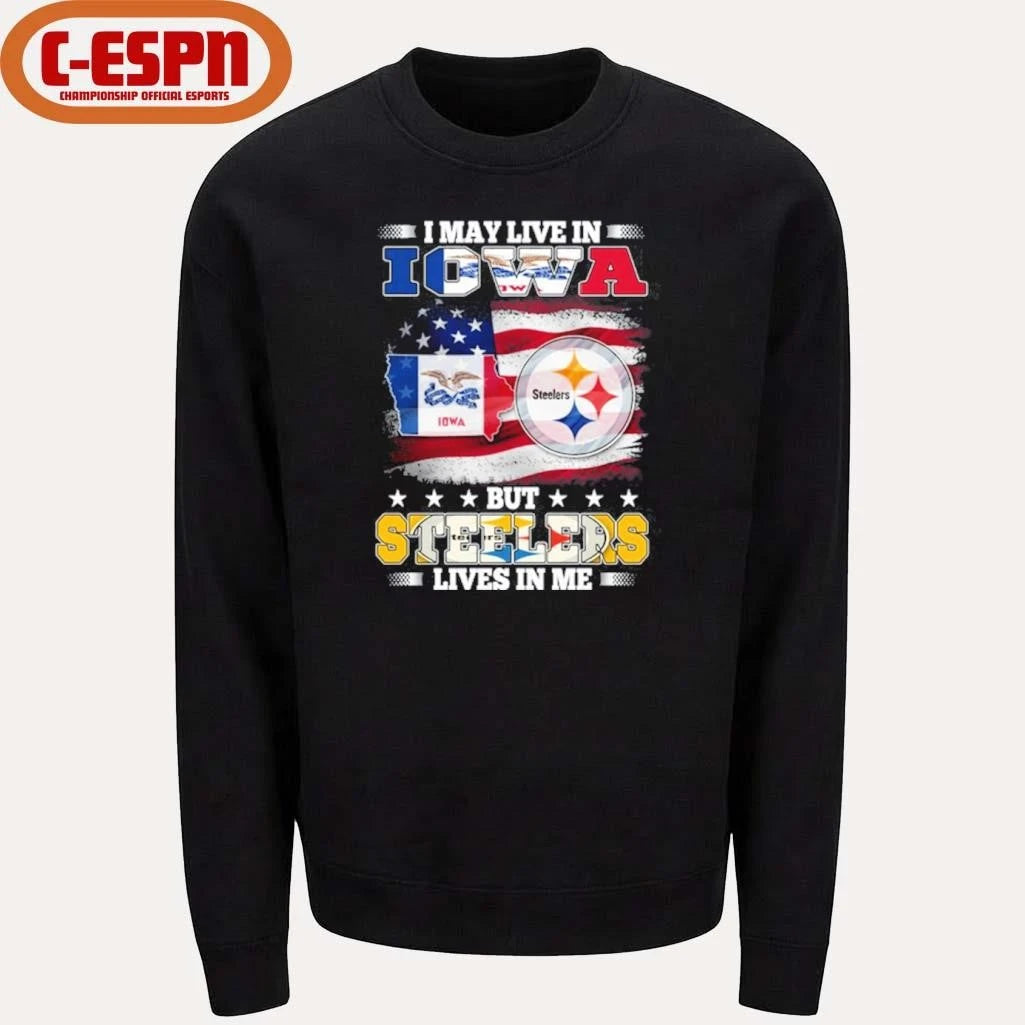 Official I May Live In Iowa But Steelers Lives In Me Shirt